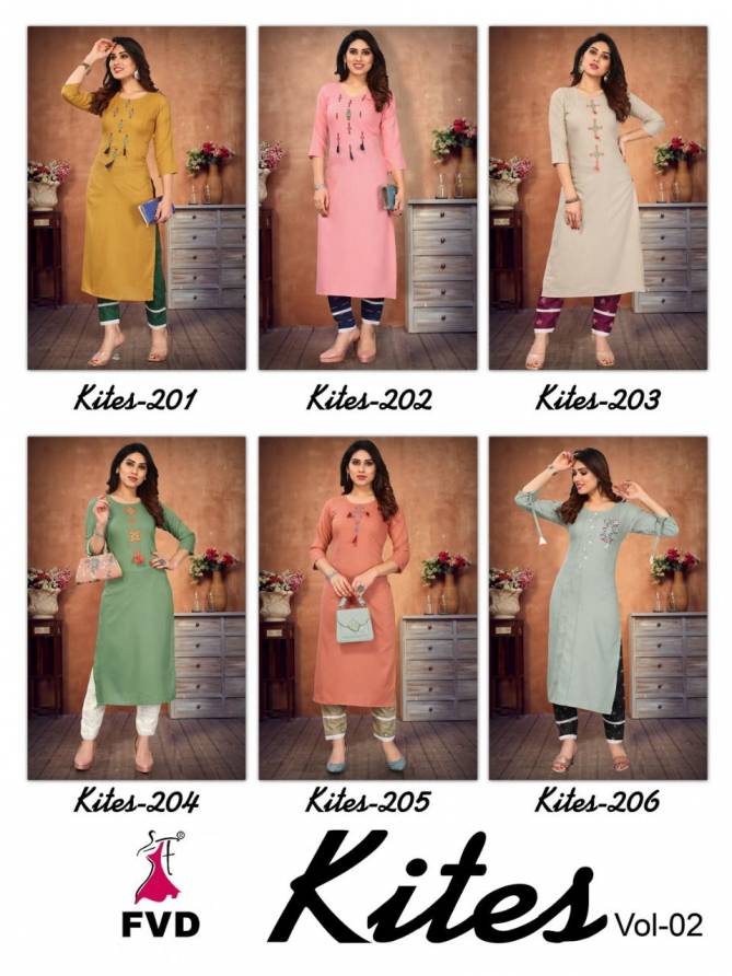 Kites 2 Fancy Ethnic Wear Rayon Kurti With Bottom Collection